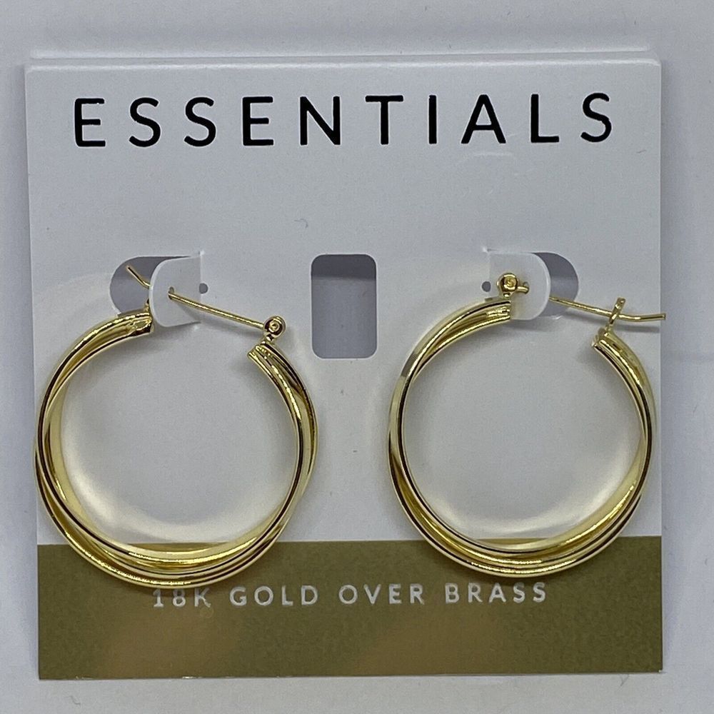 Essentials Multi-Ring Medium Hoop Earrings 18k Gold Over Brass MSRP $50 CP715